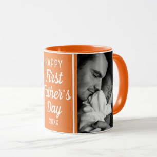 Happy First Vatertag 2 Foto Orange und Weiß Tasse