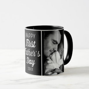 Happy First Vatertag 2 Foto Schwarz Tasse