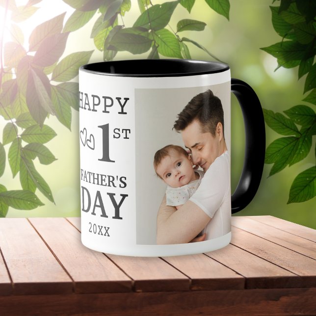 Happy First Vatertag 5 Foto Collage Tasse (First Father's Day Gift For New Dad)