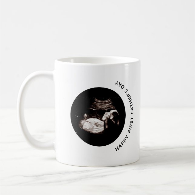 Happy First Vatertag Baby Sonogram Foto Kaffeetasse (Links)
