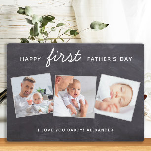 Happy First Vatertag Custom 3 Foto New Dad Fotoplatte