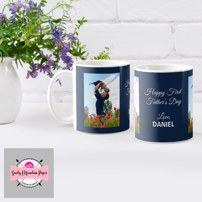 Happy First Vatertag Custom Foto Kaffeetasse (Von Creator hochgeladen)