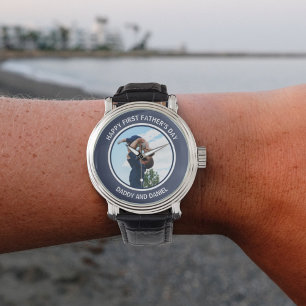 Happy First Vatertag Custom Foto & Text Armbanduhr