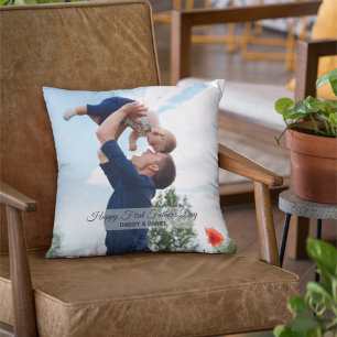Happy First Vatertag Custom Foto & Text Kissen