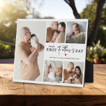 Happy First Vatertag' Foto Collage Keepake Fotoplatte<br><div class="desc">Mit dieser niedlichen Collage-Plakette aus Foto kreieren Sie Ihr ganz besonderes Geschenk für den ersten Vater. Mit 6 Fotografien und dem Text "Happy First Father's Day" ist das Wort Vater in elegantem Schriftsatz, einem niedlichen, modernen roten Herz, das in jede Farbe, Umarmung & Küsse und Namen/s geändert werden kann. Alle...</div>