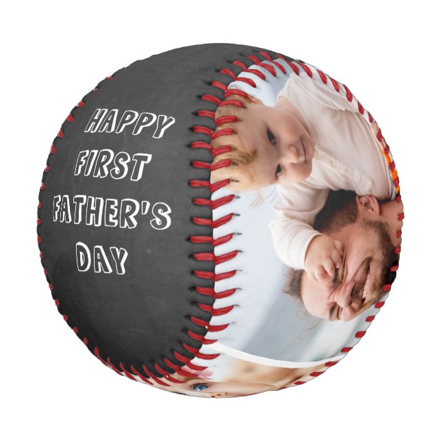 Happy First Vathers Day 3 Foto Collage Chalkboard Baseball (Schrägansicht)