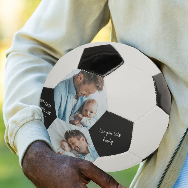 Happy First Vathers Day Daddy 2 Foto Personalisier Fußball (Von Creator hochgeladen)