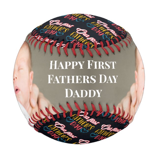 Happy First Vathers Day Daddy Baseball (Vorderseite)
