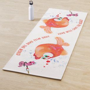 Happy Fish and Worm Funny Yoga Mat - Benutzerdefin Yogamatte