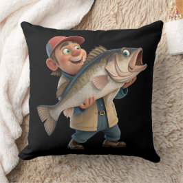 Happy Fisherman mit einem Niedlichen Big Fish Kissen