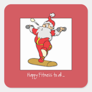 Happy Fitness Übung Weihnachten mit dem Weihnachts Quadratischer Aufkleber