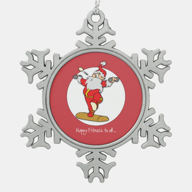 Happy Fitness Übung Weihnachten mit dem Weihnachts Schneeflocken Zinn-Ornament (Vorderseite)
