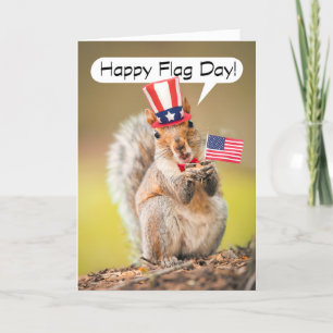 Happy Flag Day Niedlich Patriotic Eichhörnchen mit Feiertagskarte