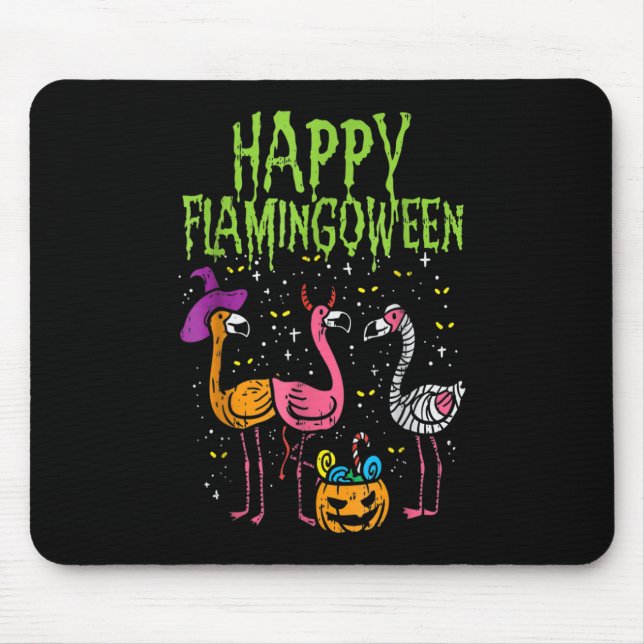 Happy Flamingoween Beängstigend Flamingos Funny Ha Mousepad (Vorne)