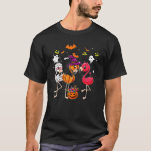 Happy Flamingoween Hexch Pumpkin Mummy Flamingo Ha T-Shirt