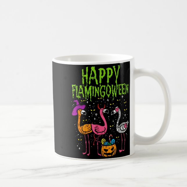 Happy Flamingoween Y Flamingos Funny Halloween Cos Kaffeetasse (Rechts)