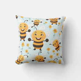 Happy fliegende Biene mit gelben und schwarzen Str Kissen