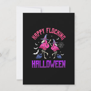 Happy Flocking Halloween Funny Pink Flamingo Hexe Einladung