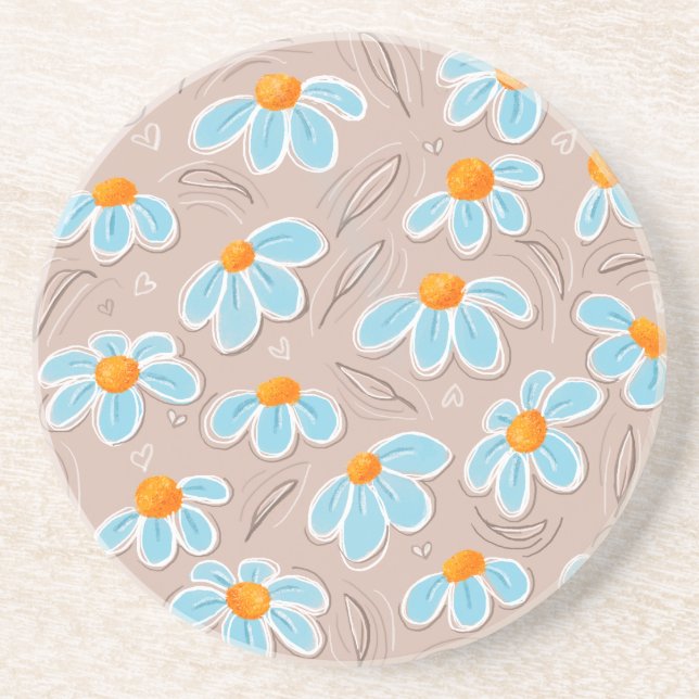 Happy Flowers Sandstone Getränkeuntersetzer (Vorne)