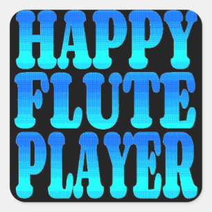 Happy Flute Player Quadratischer Aufkleber