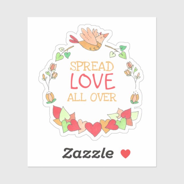 Happy Flying Bird verbreitet Liebe über Niedlich Aufkleber (Blatt)