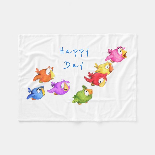 Happy Flying Birds Baby Fleece Blanket Sparrows (Vorderseite (Horizontal))