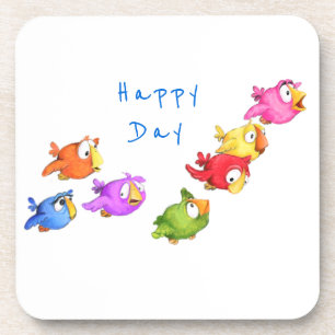 Happy Flying Birds Untersetzer - Benutzerdefiniert