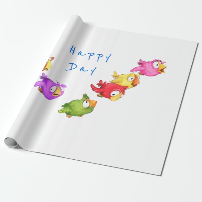 Happy Flying Birds Wrapping Paper - Benutzerdefini Geschenkpapier (Ungerollt)