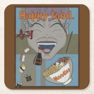 Happy Food Papierunterglasoberglas Rechteckiger Pappuntersetzer