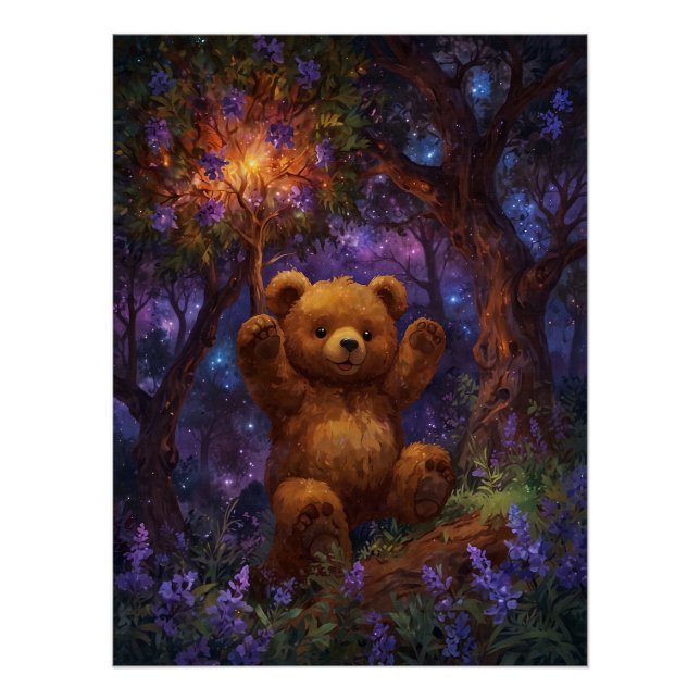 Happy Forest Teddy Bar Art Poster (Vorderseite)