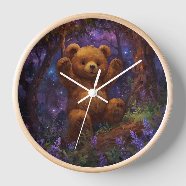 Happy Forest Teddy Bar Art Uhr (Vorderseite)