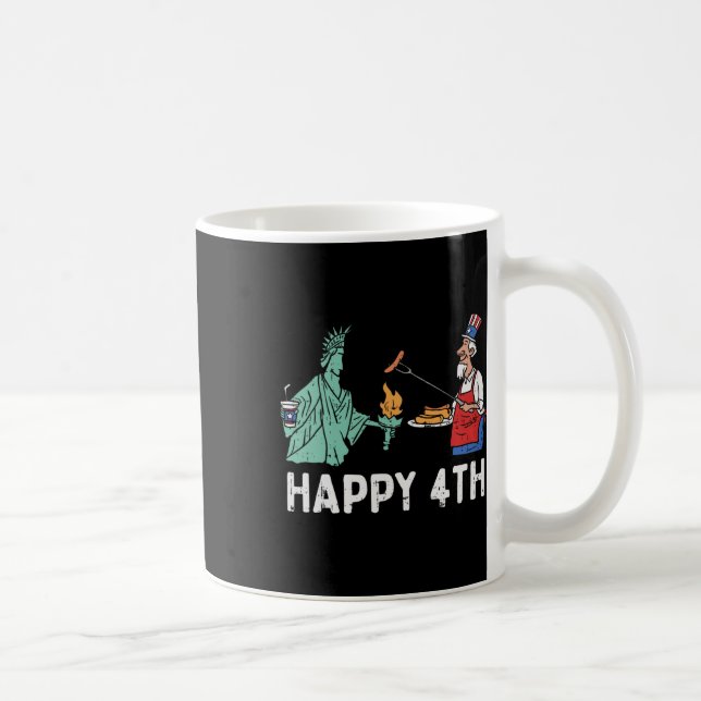 Happy Fourth statue of Liberty Uncle Sam Funny 4. Kaffeetasse (Rechts)