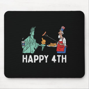 Happy Fourth statue of Liberty Uncle Sam Funny 4. Mousepad