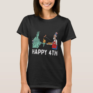 Happy Fourth statue of Liberty Uncle Sam Funny 4. T-Shirt