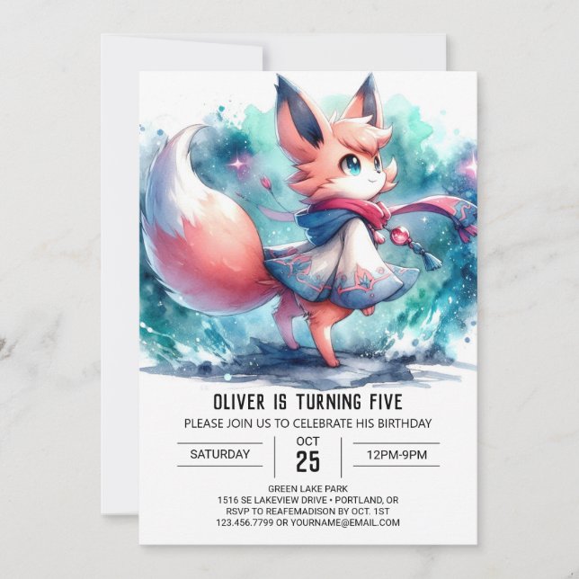 Happy Fox Birthday Einladung (Vorderseite)