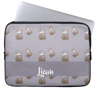 Happy Foxes auf grau Laptopschutzhülle