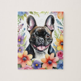 Happy French Bulldog Portrait Colorful Family Pet Puzzle