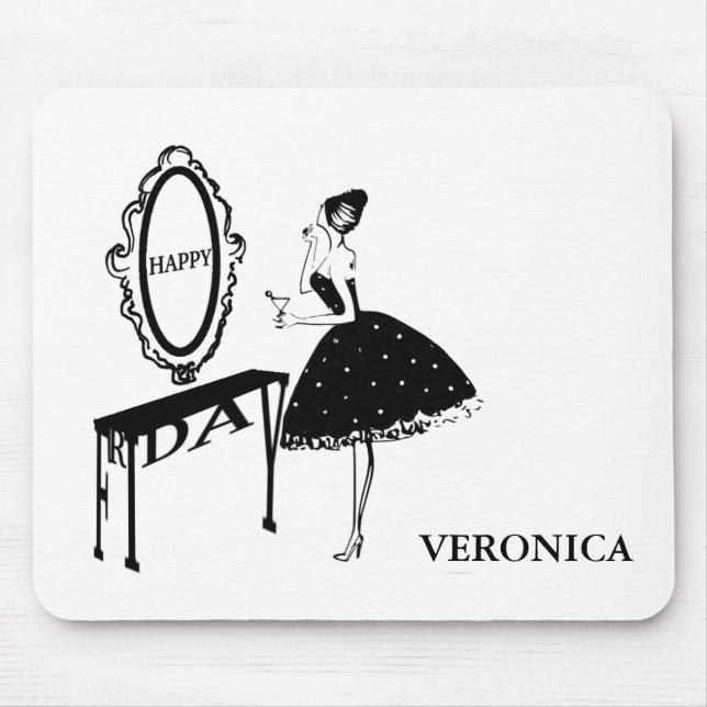 Happy Friday Fashion Illustration Mousepad (Vorne)