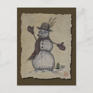 Happy Friendly Snowman Postkarte