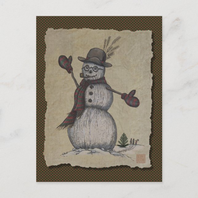 Happy Friendly Snowman Postkarte (Vorderseite)