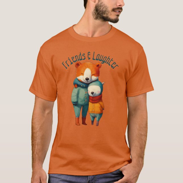 Happy Friends Cuddling - Freunde und Lachen T-Shirt (Vorderseite)