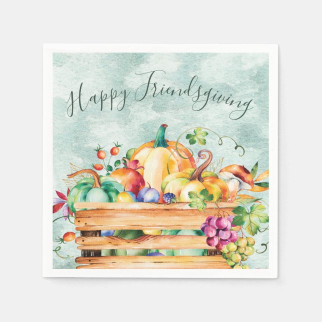 Happy Friendsgiving Dinner Party Herbst Herbst Serviette (Vorderseite)
