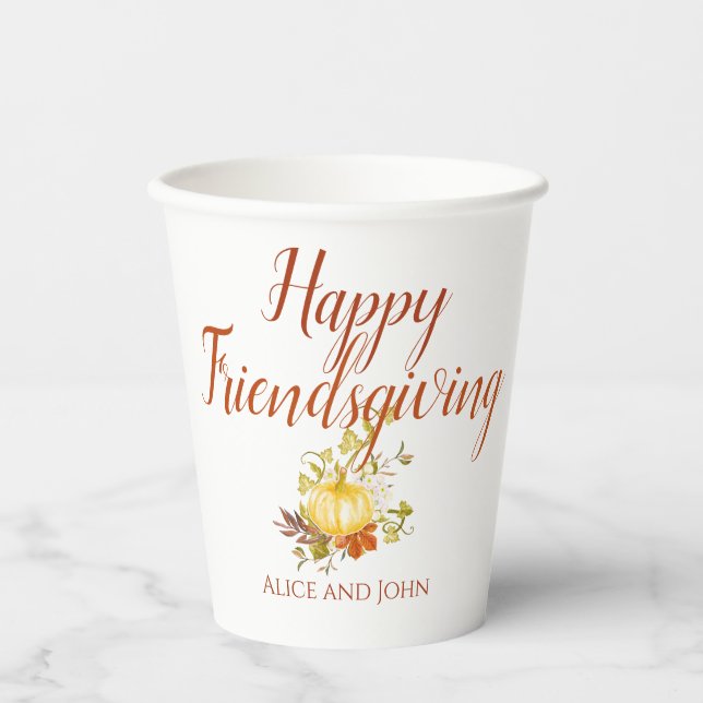 Happy Friendsgiving Erntedank Paper Cups Pappbecher (Vorderseite)