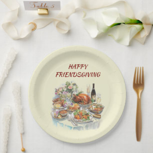 Happy Friendsgiving Erntedank Paper Teller