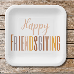 Happy Friendsgiving Erntedank Typografy Fall Pappteller