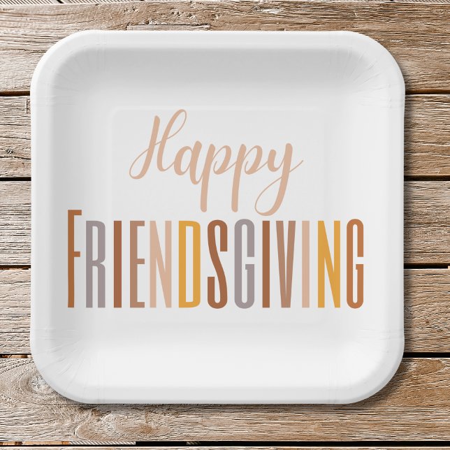 Happy Friendsgiving Erntedank Typografy Fall Pappteller (Von Creator hochgeladen)