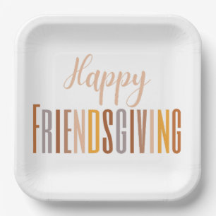 Happy Friendsgiving Erntedank Typografy Fall Pappteller