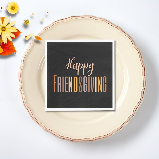 Happy Friendsgiving Erntedank Typografy Fall Serviette (Von Creator hochgeladen)