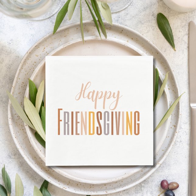 Happy Friendsgiving Erntedank Typografy Fall Serviette (Von Creator hochgeladen)