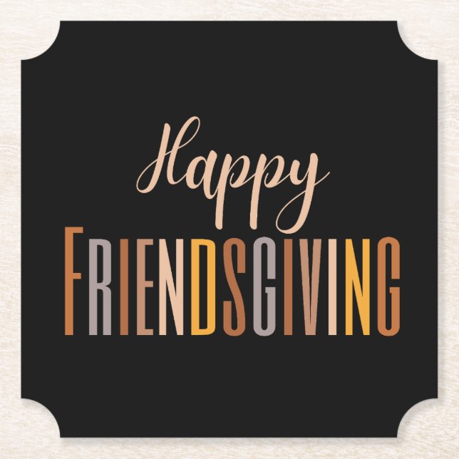 Happy Friendsgiving Erntedank Typografy Fall Untersetzer (Vorderseite)